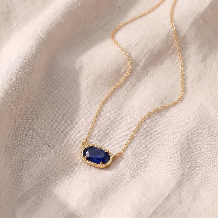Classic Oval Sapphire Necklace | Gold-Tone