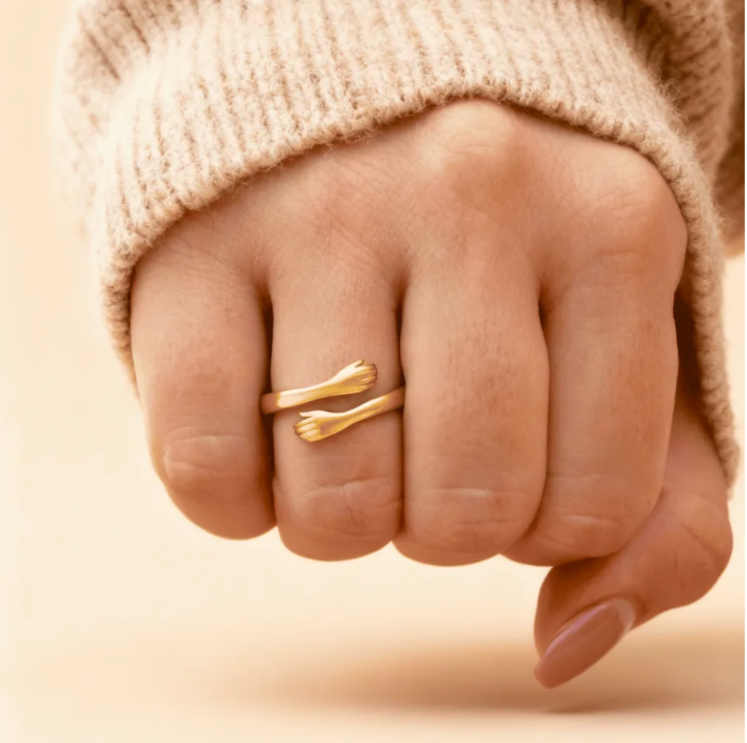 Eternal Embrace Adjustable Ring, styled on the hand