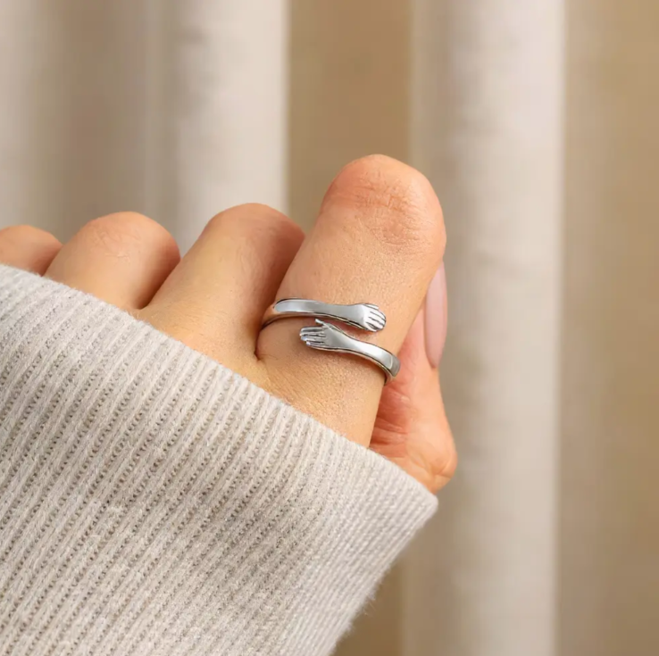 Eternal Embrace Adjustable Ring, close-up on the finger