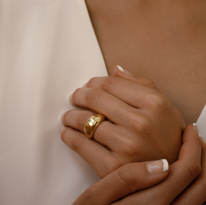 Lena Dome Ring, worn on the hand