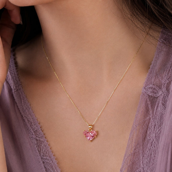Radiant Pink Heart Necklace