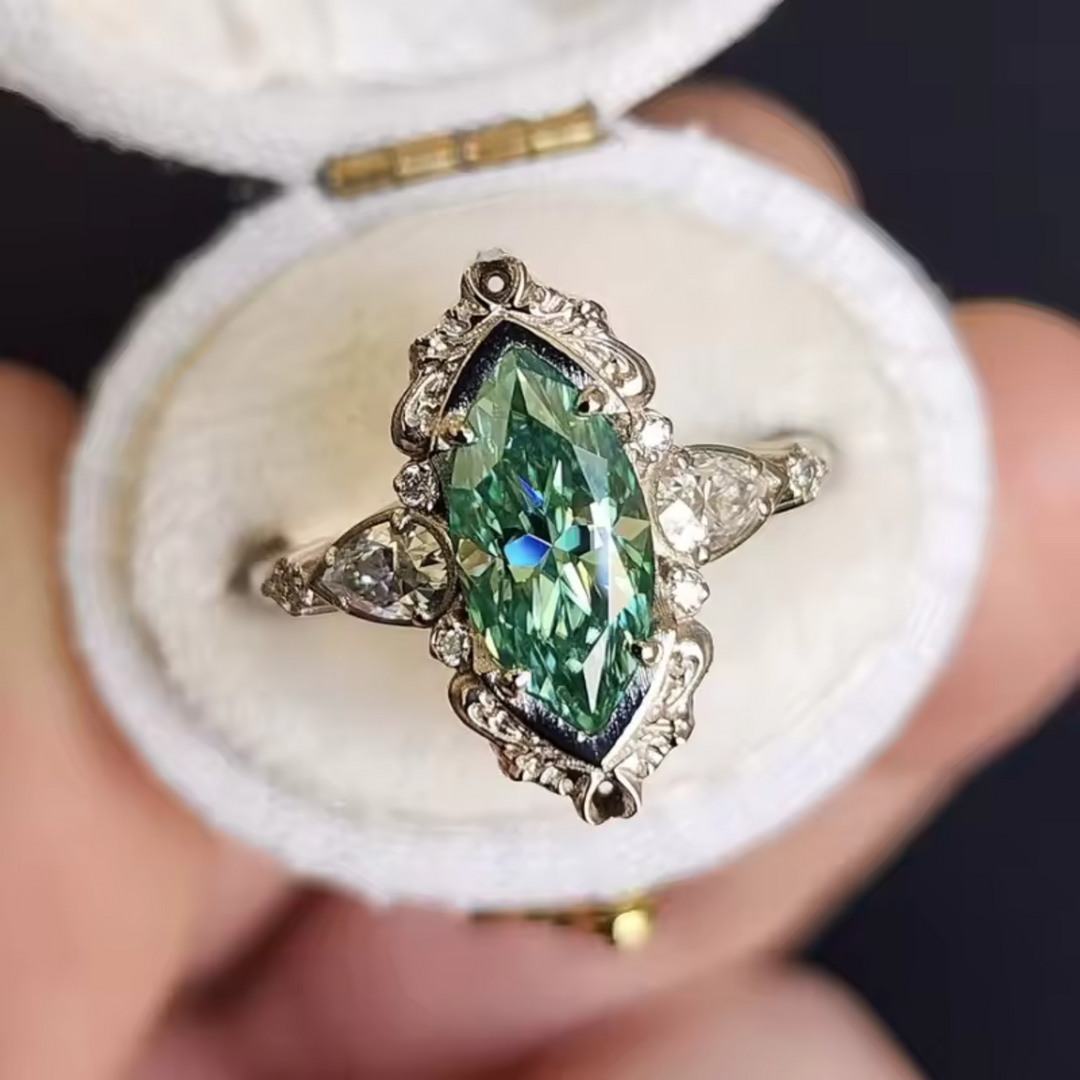 Emerald and Diamond-Style Ring