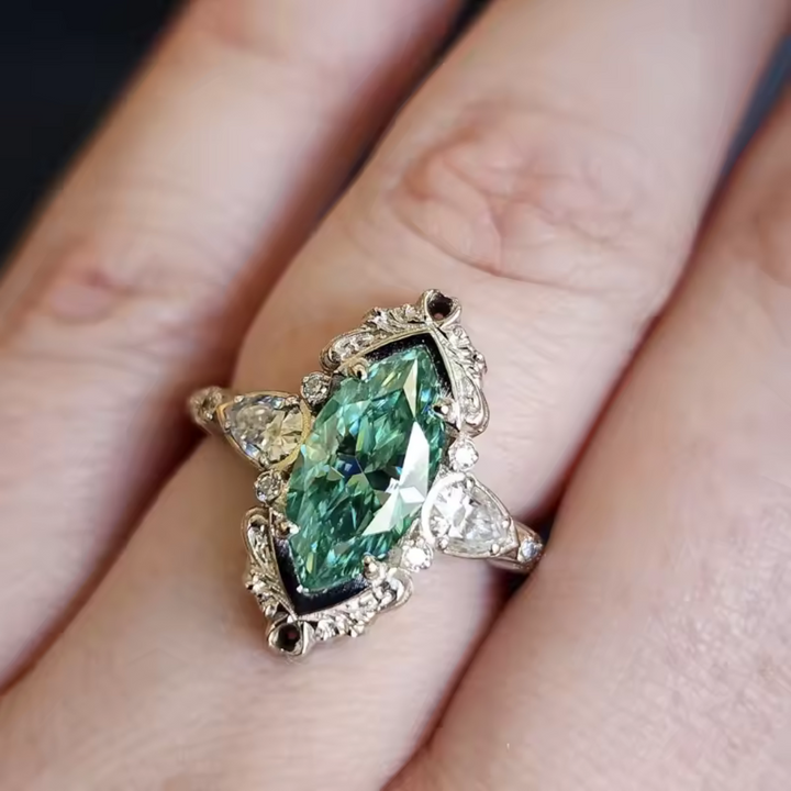 Emerald and Diamond-Style Ring
