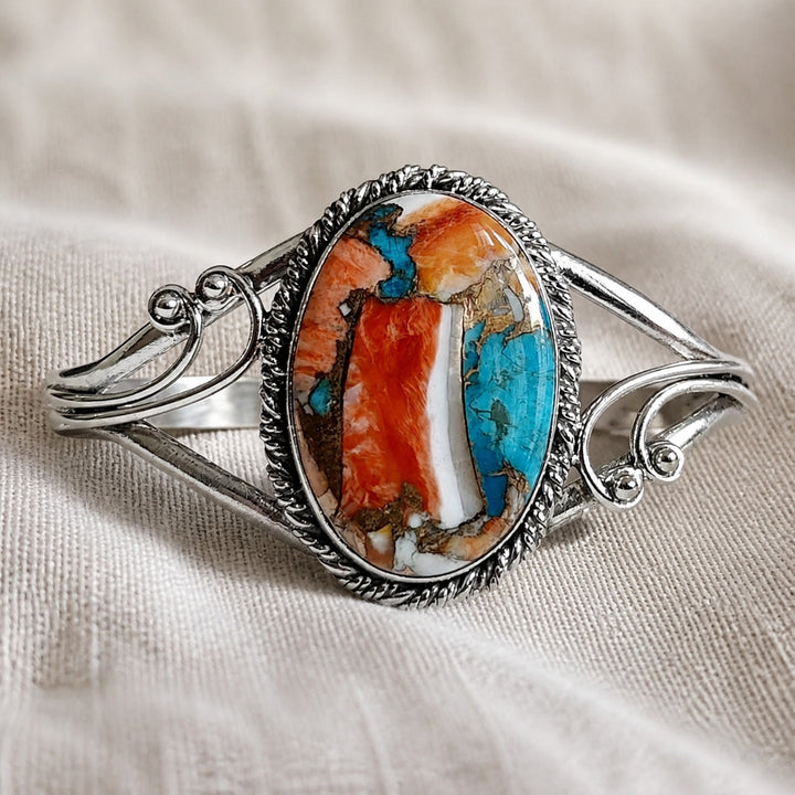 Vintage Oval Stone Cuff Bracelet