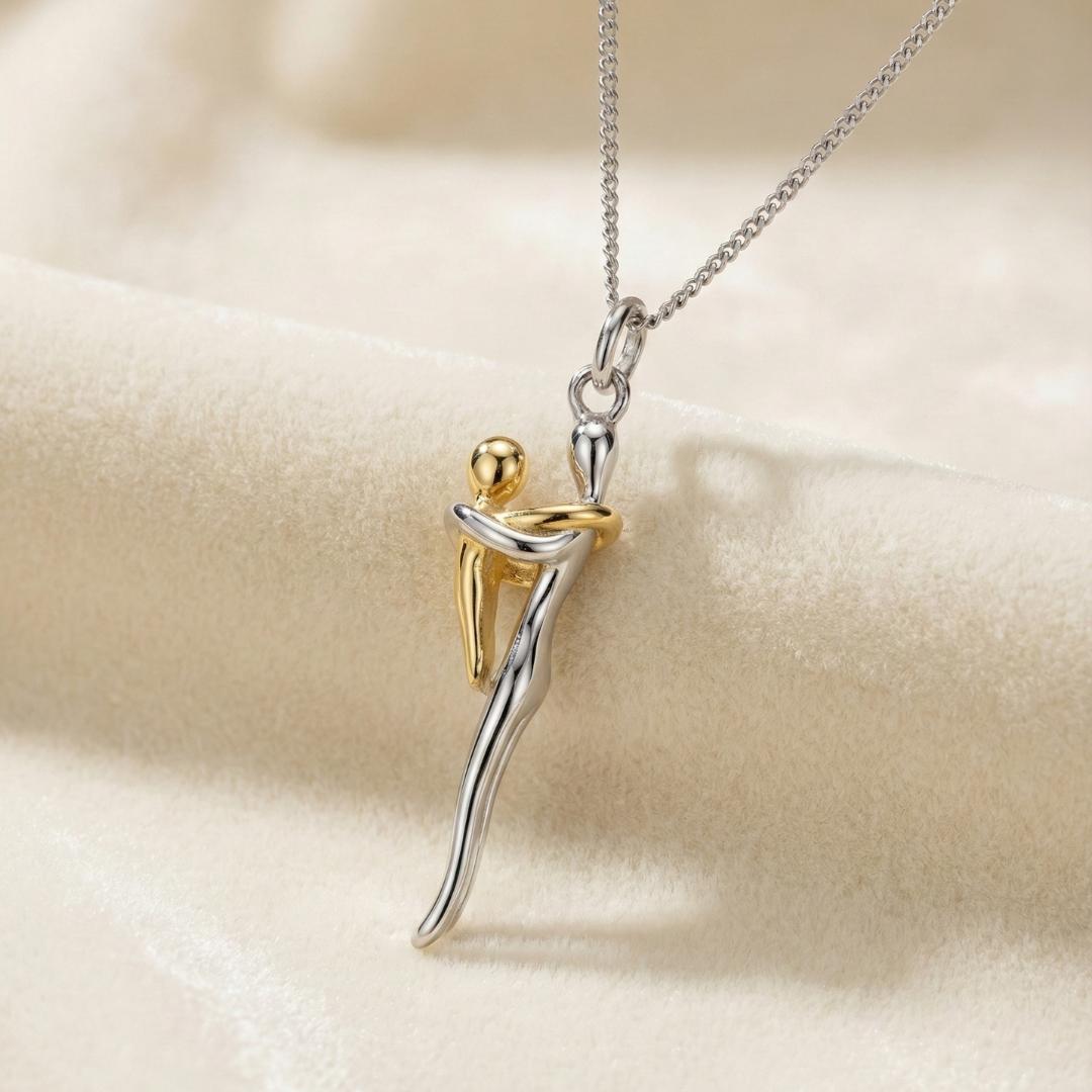 Eternal Love Necklace, close-up while worn