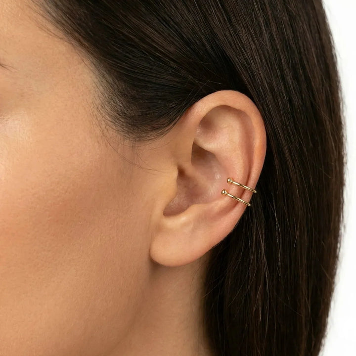Caline Earrings, close-up on the ear