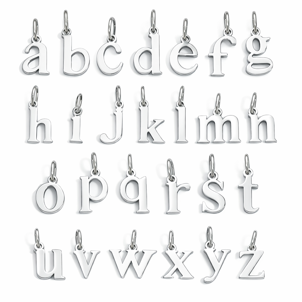 Initial and Birthstone Necklace in silver, shown on a plain background