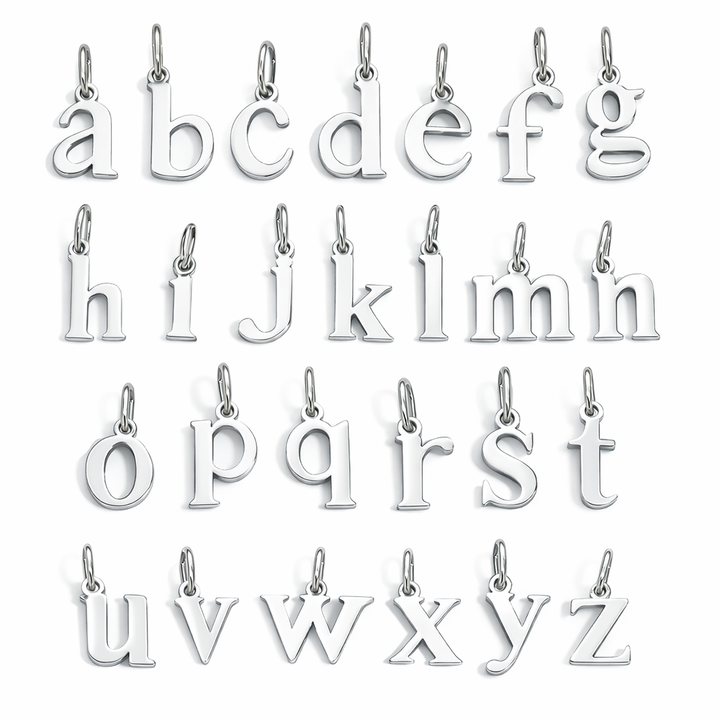 Initial and Birthstone Necklace in silver, shown on a plain background