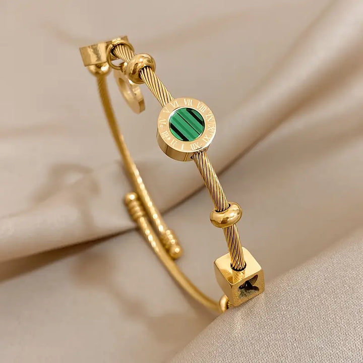 Emerence Rousseau Emerald Bracelet | Gold-Tone