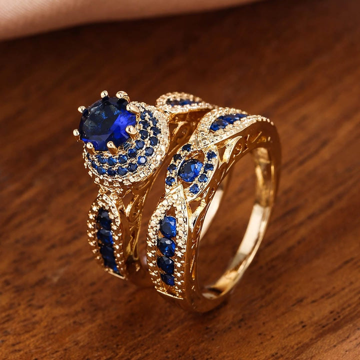 Victoria Gold-Tone Sapphire Ring Set