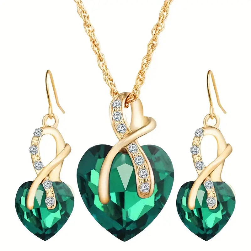 Selena Marisse Emerald Jewelry Set | Gold-Tone