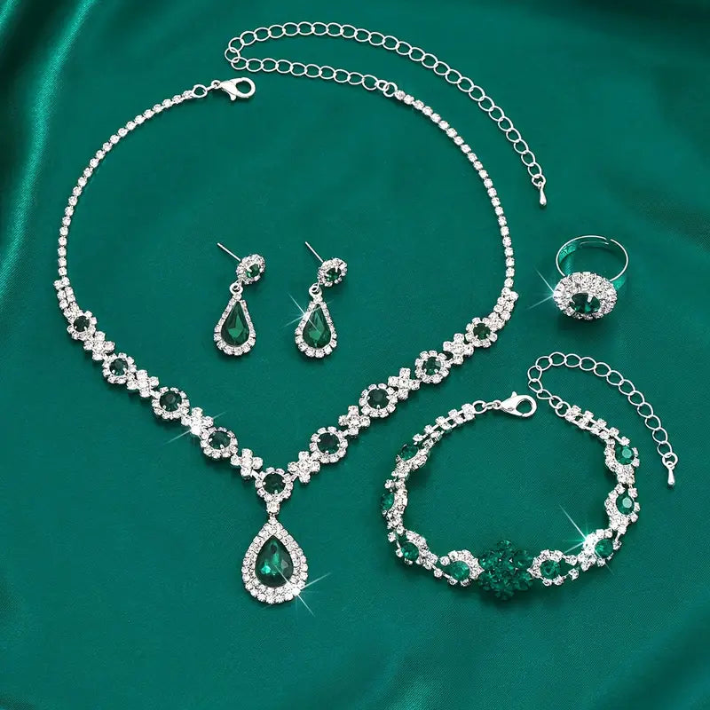 Adriana Lysandre Emerald Jewelry Set | Silver-Tone