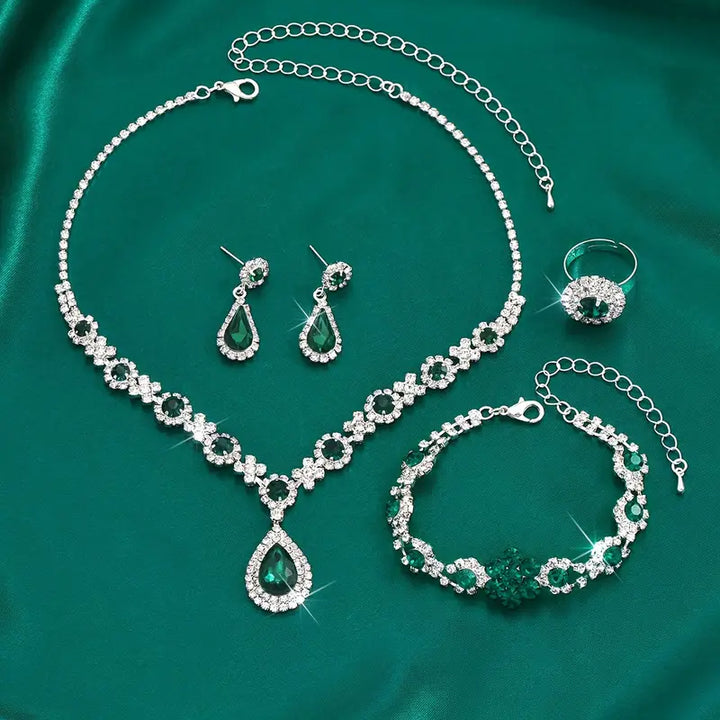Adriana Lysandre Emerald Jewelry Set | Silver-Tone
