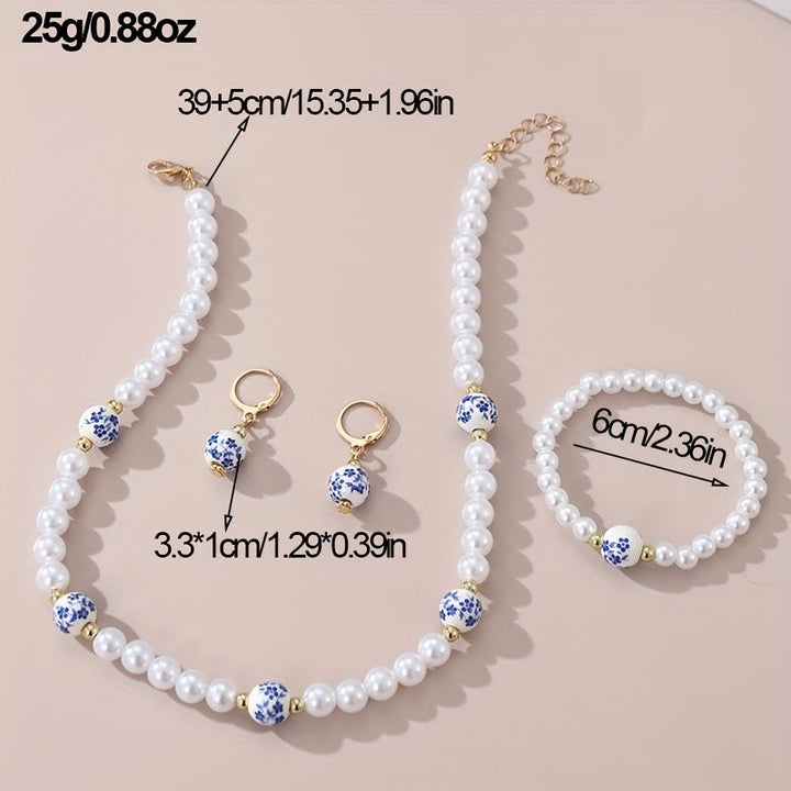 Porcelain Bloom Pearl Jewelry Set