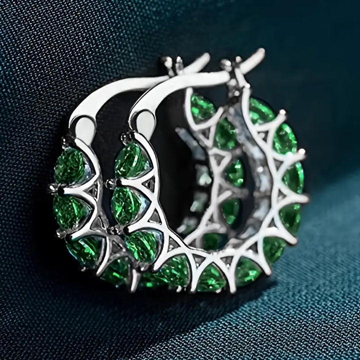 Elena Marlowe Emerald Hoop Earrings | Gold-Tone