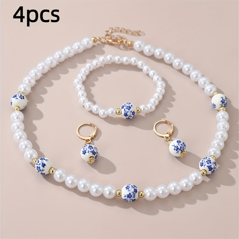 Porcelain Bloom Pearl Jewelry Set
