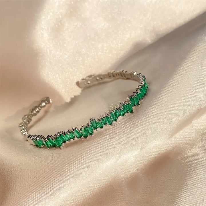Milena Thalys Emerald Bracelet | Silver-Tone