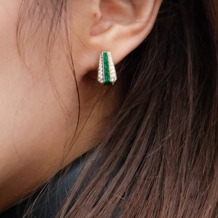 Sienna Emerald Earrings | Gold-Tone