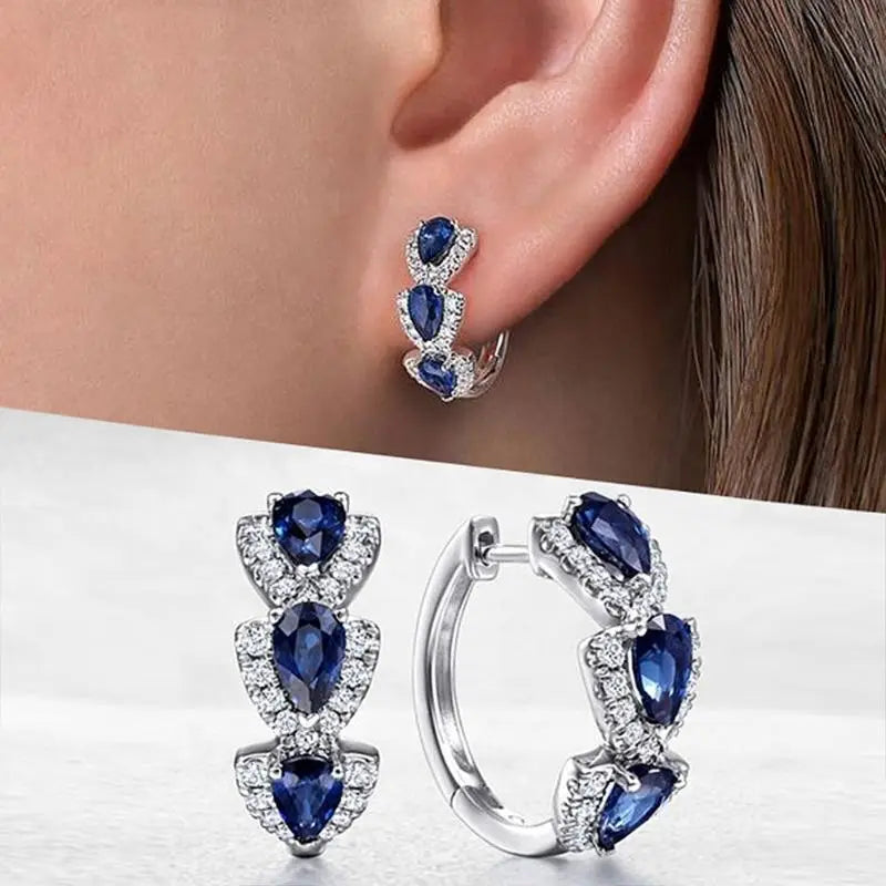 Royal Sapphire Crest Earrings | Silver-Tone