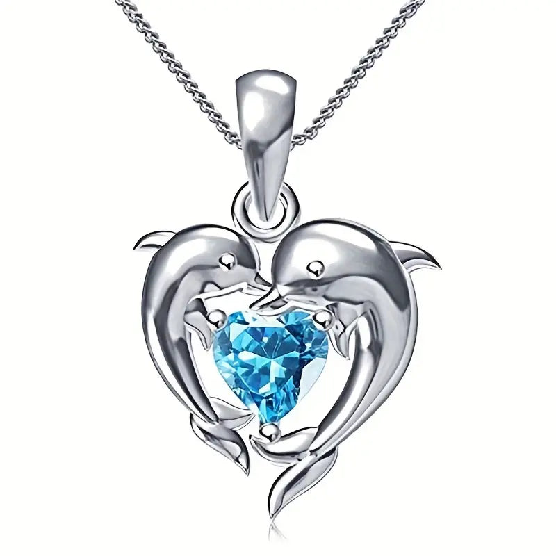 Ocean Heart Twins Necklace | Silver-Tone