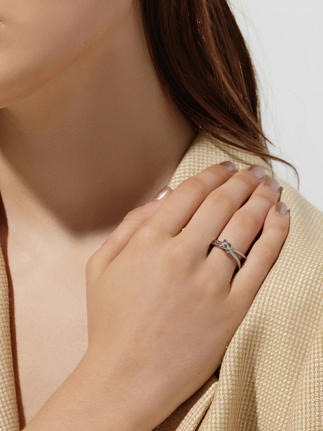 Aurelia Geometric Ring, worn, side view