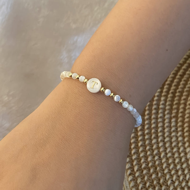 Elegant Initial Pearl Bracelet