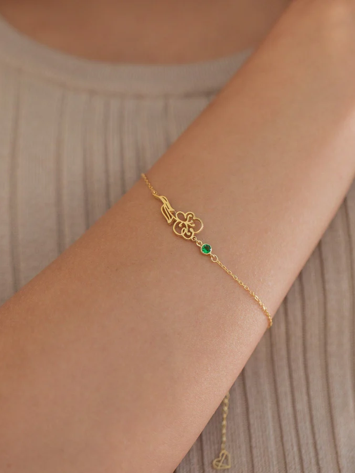 Fiona Birth Flower and Birthstone Bracelet, worn on the wrist
