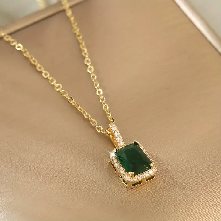 Zarela Fontayne Emerald Necklace | Gold-Tone