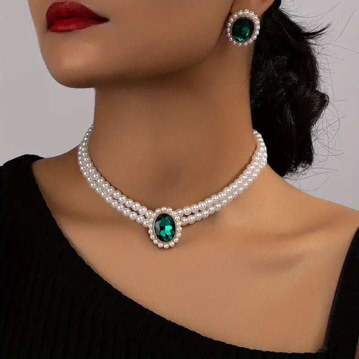 Evelina Marchand Emerald Jewelry Set | Gold-Tone