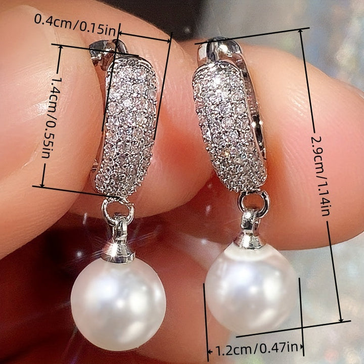 Refined Pearl Drop Hoop Earrings