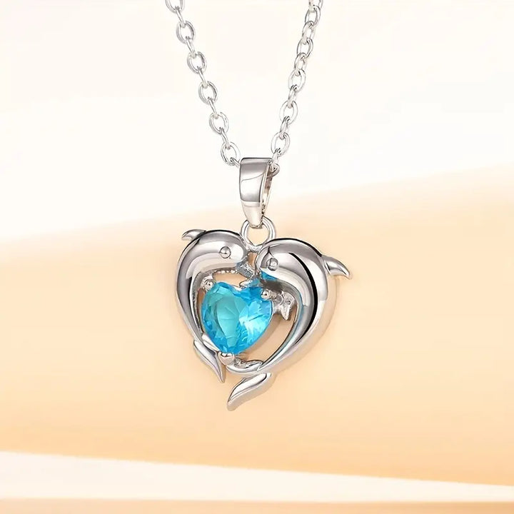 Ocean Heart Twins Necklace | Silver-Tone