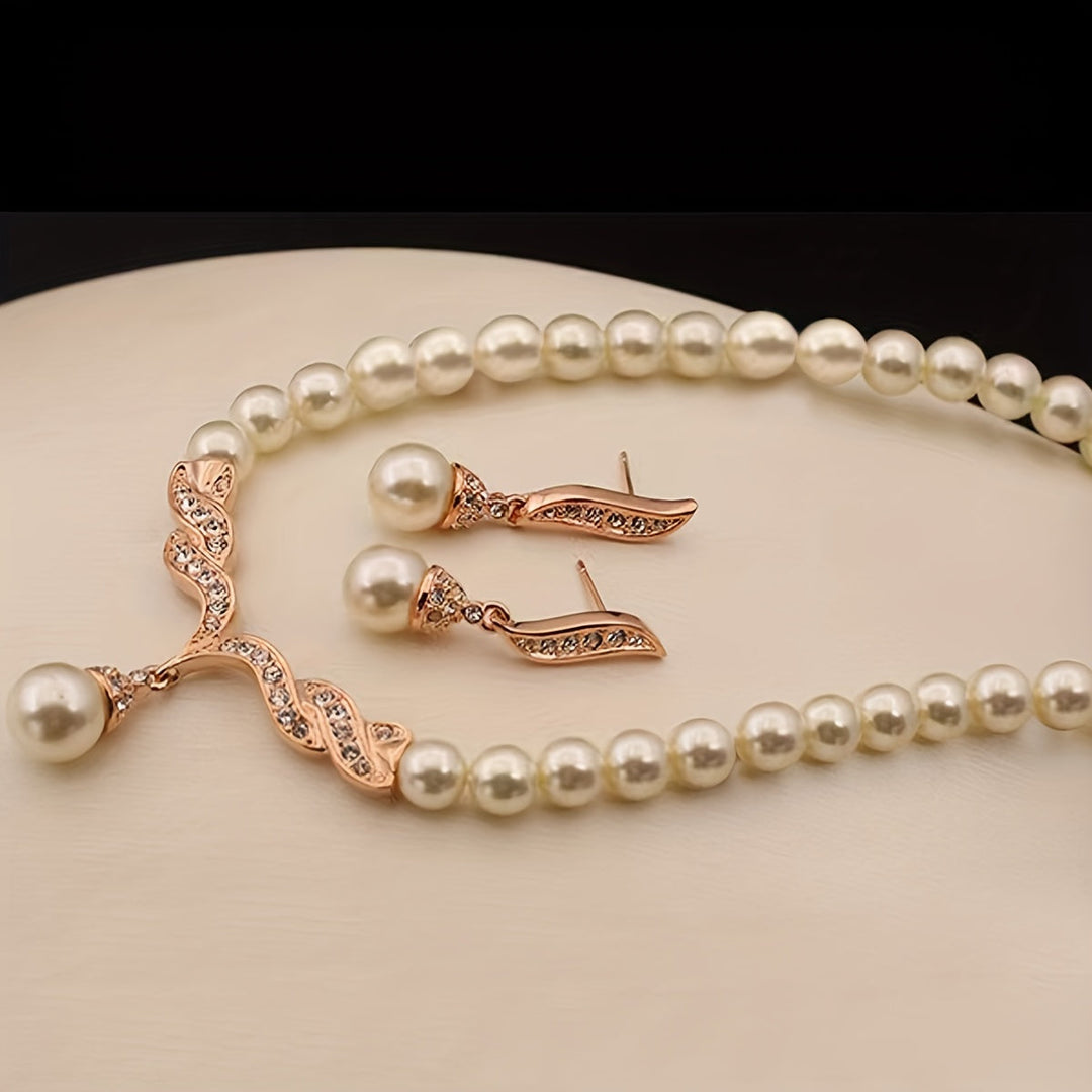 Luxe Pearl Leaf Jewelry Set