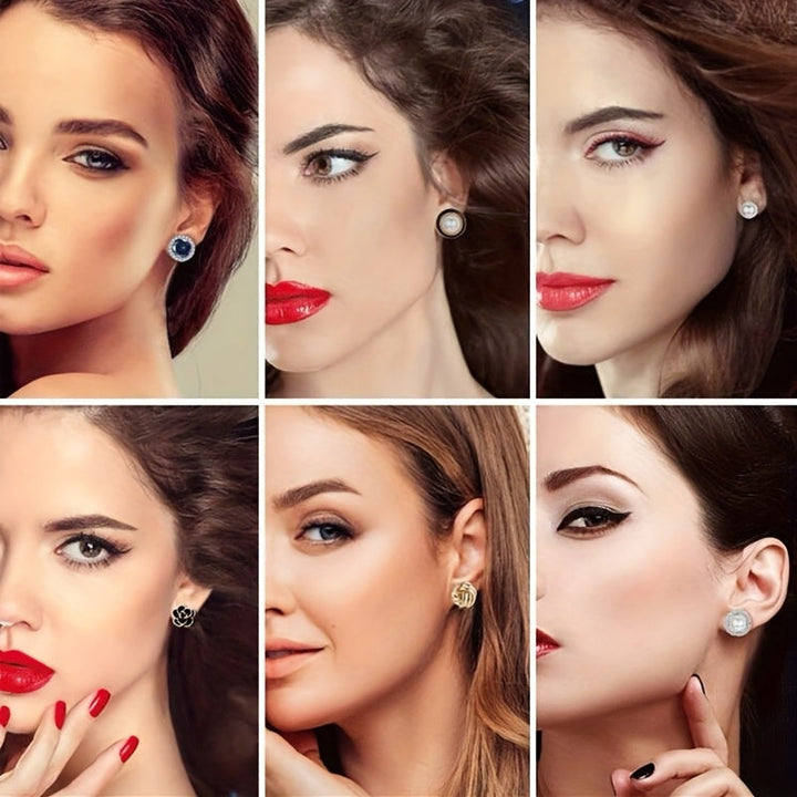 Elegant Pearl Clip Earrings Set of 10