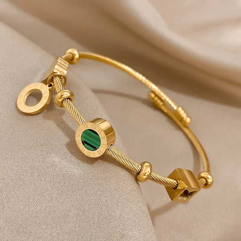 Emerence Rousseau Emerald Bracelet | Gold-Tone