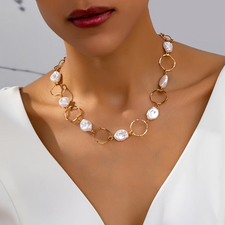Vintage Baroque Pearl Link Necklace