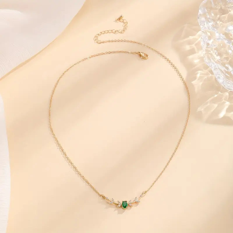 Amira Valmorin Emerald Necklace | Gold-Tone
