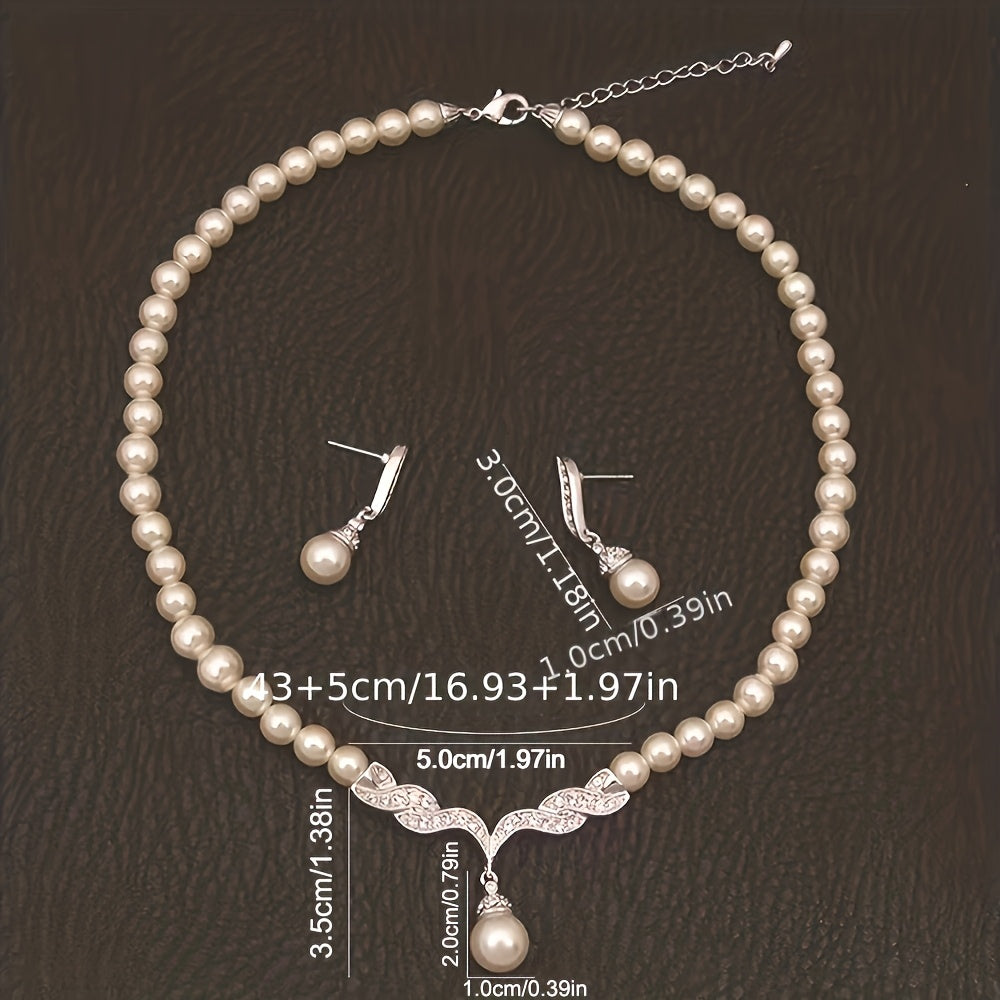 Luxe Pearl Leaf Jewelry Set