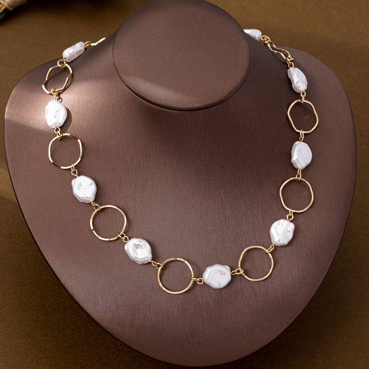 Vintage Baroque Pearl Link Necklace