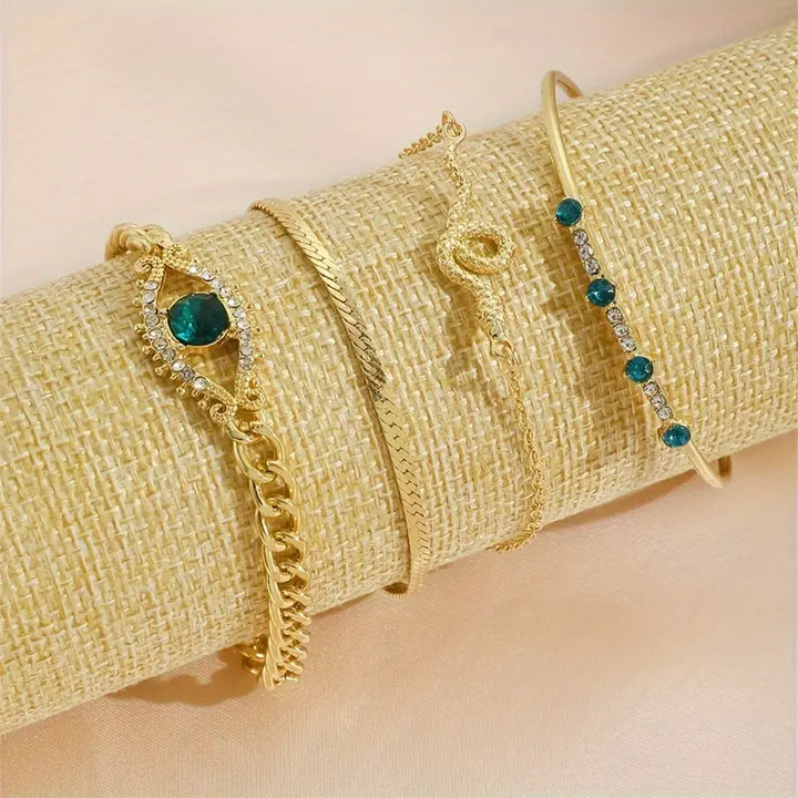 Serpina Veyra Emerald Bracelet Set | Gold-Tone