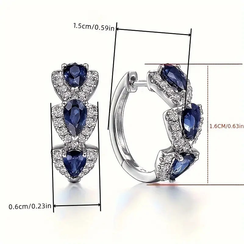 Royal Sapphire Crest Earrings | Silver-Tone