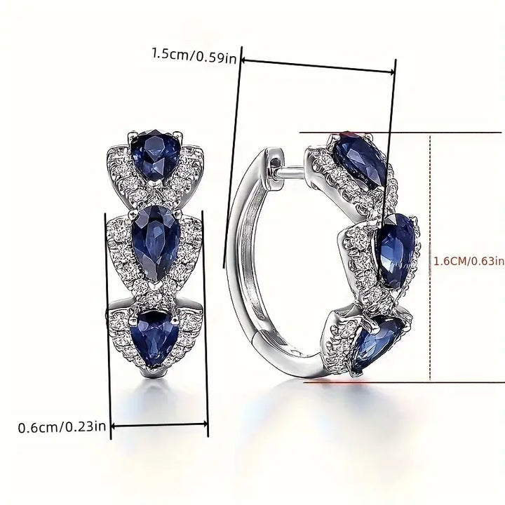Royal Sapphire Crest Earrings | Silver-Tone