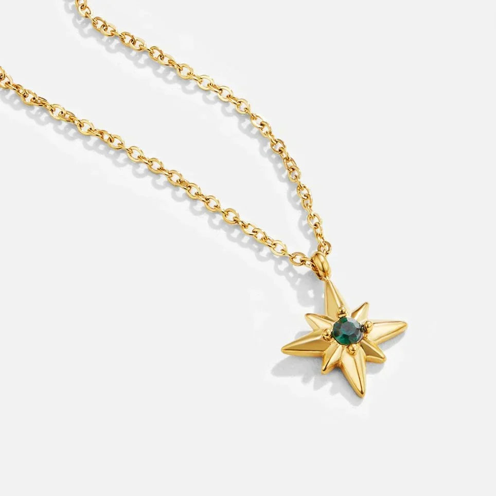Celestine Sky Jewel Emerald Necklace | Gold-Tone