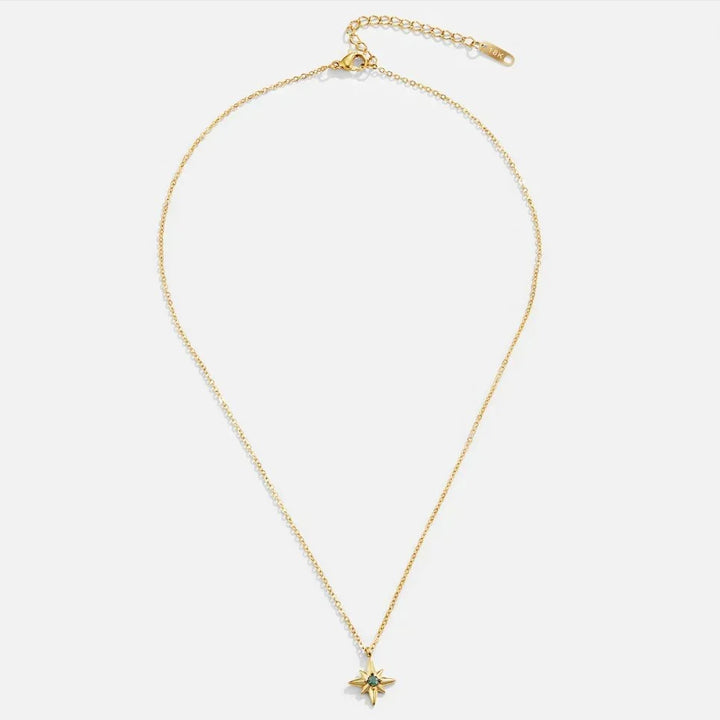 Celestine Sky Jewel Emerald Necklace | Gold-Tone