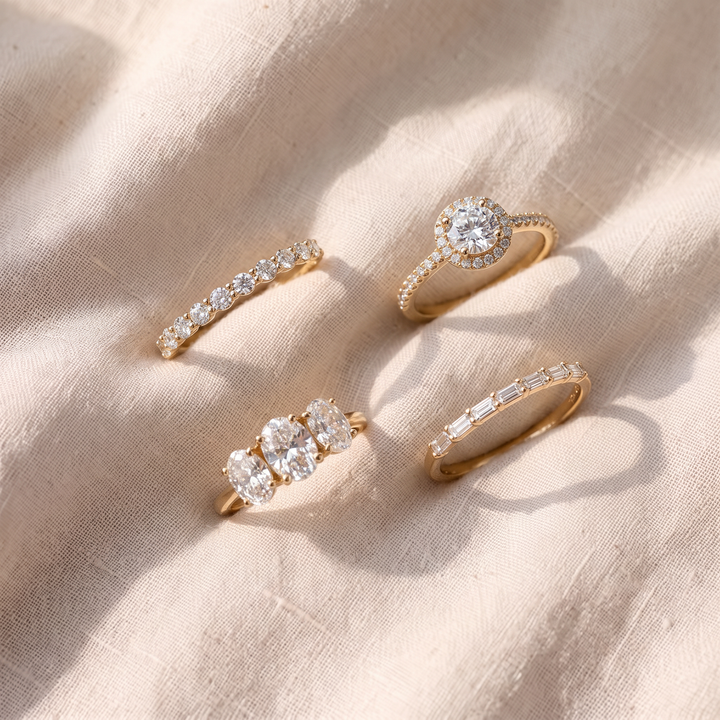 Vintage Elegant Ring Set with Zirconia Crystals