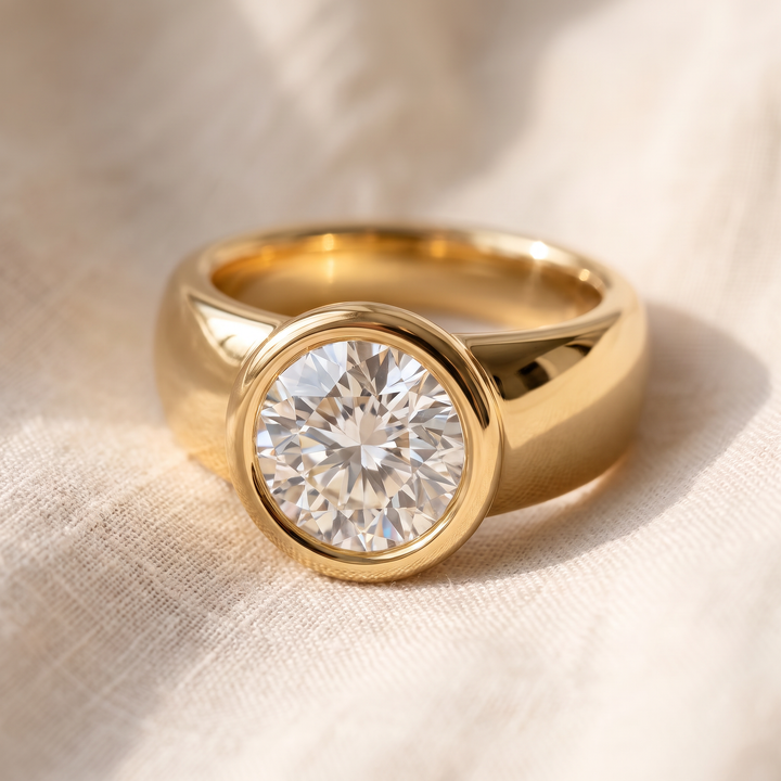 Vintage Forged Gold-Tone Ring with Zirconia Crystals