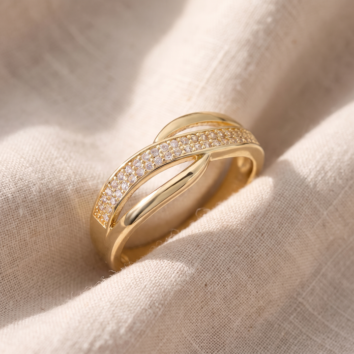 Catherine Classic Gold-Tone and Silver-Tone Ring with Zirconia Crystals