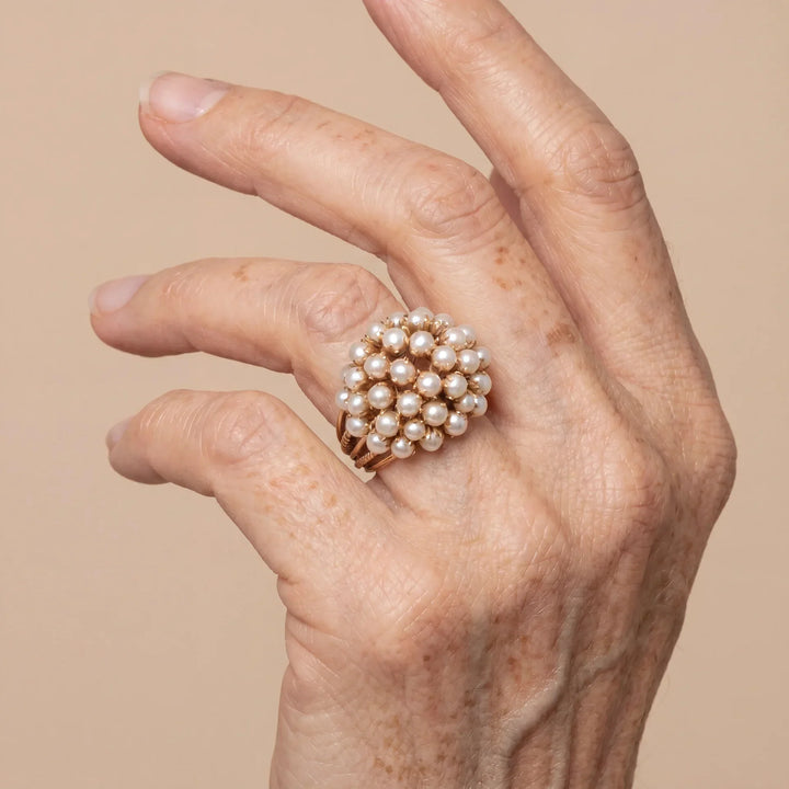 Classic Inlaid Pearl Gold-Tone Ring