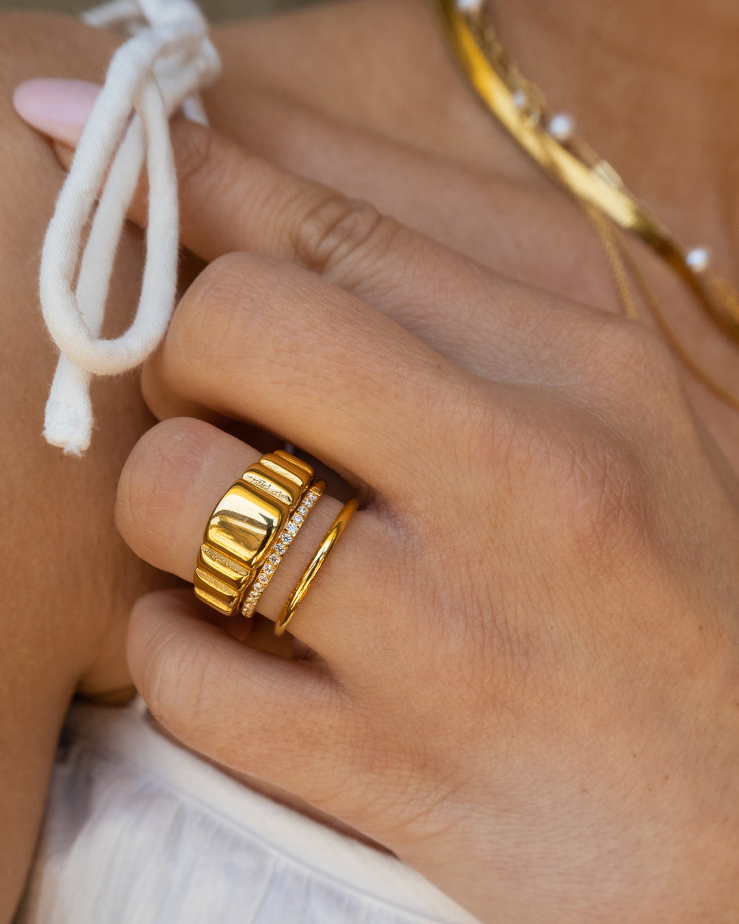 Avia Textured Ring, shown on the model