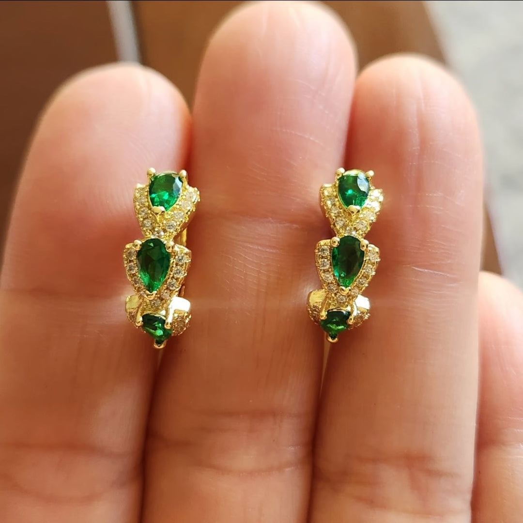 Sylvarra Jadelisse Emerald Earrings | Gold-Tone