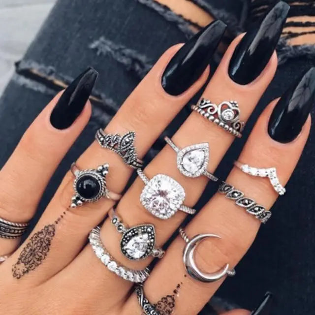Boho Ring Set – 8 to 12 Mixed Rings